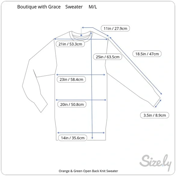 NWT Gorgeous Orange & Green Striped V-Neck Open Back Knit Sweater - Picture 8 of 8